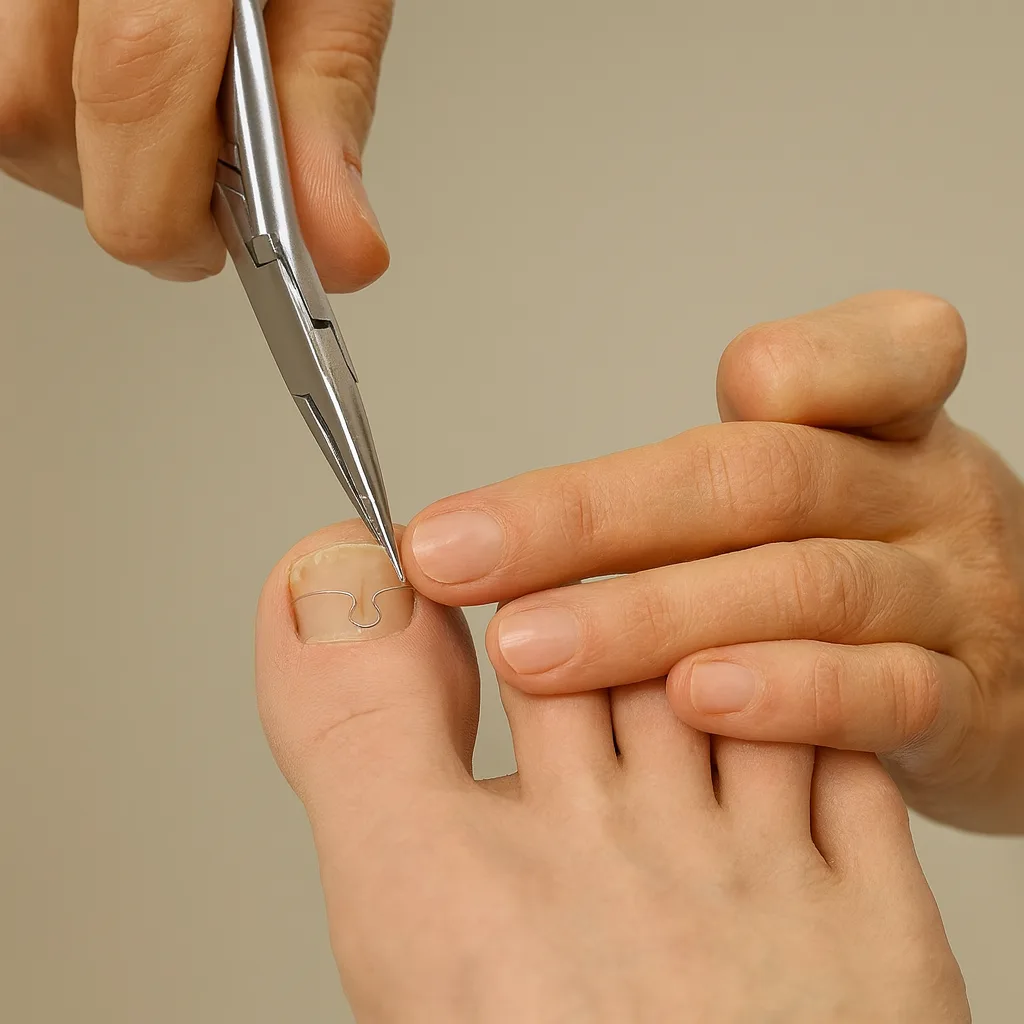 Aanbrengen van nagelbeugel bij ingroeiende teennagels