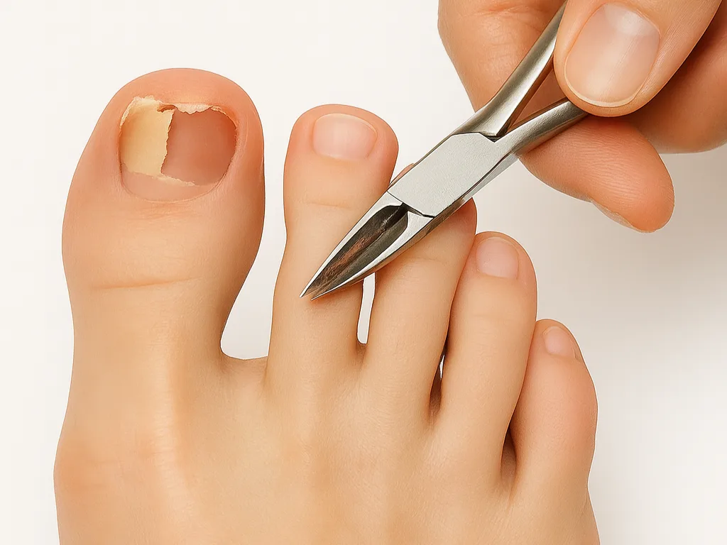 nagel reparatie bij beschadigde teennagels